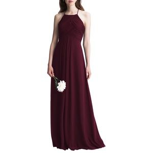 #LEVKOFF Chiffon A-Line Bridesmaid Dress - Wine